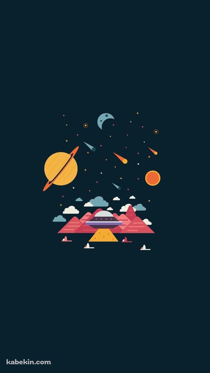 惑星 月 山 UFOのAndroidの壁紙(720px x 1280px) スマホ用
