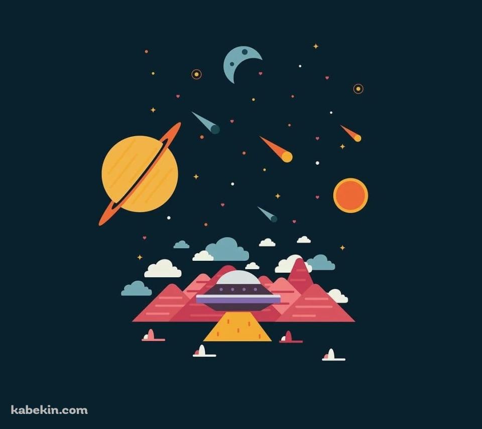 惑星 月 山 UFOのAndroidの壁紙(960px x 854px) スマホ用