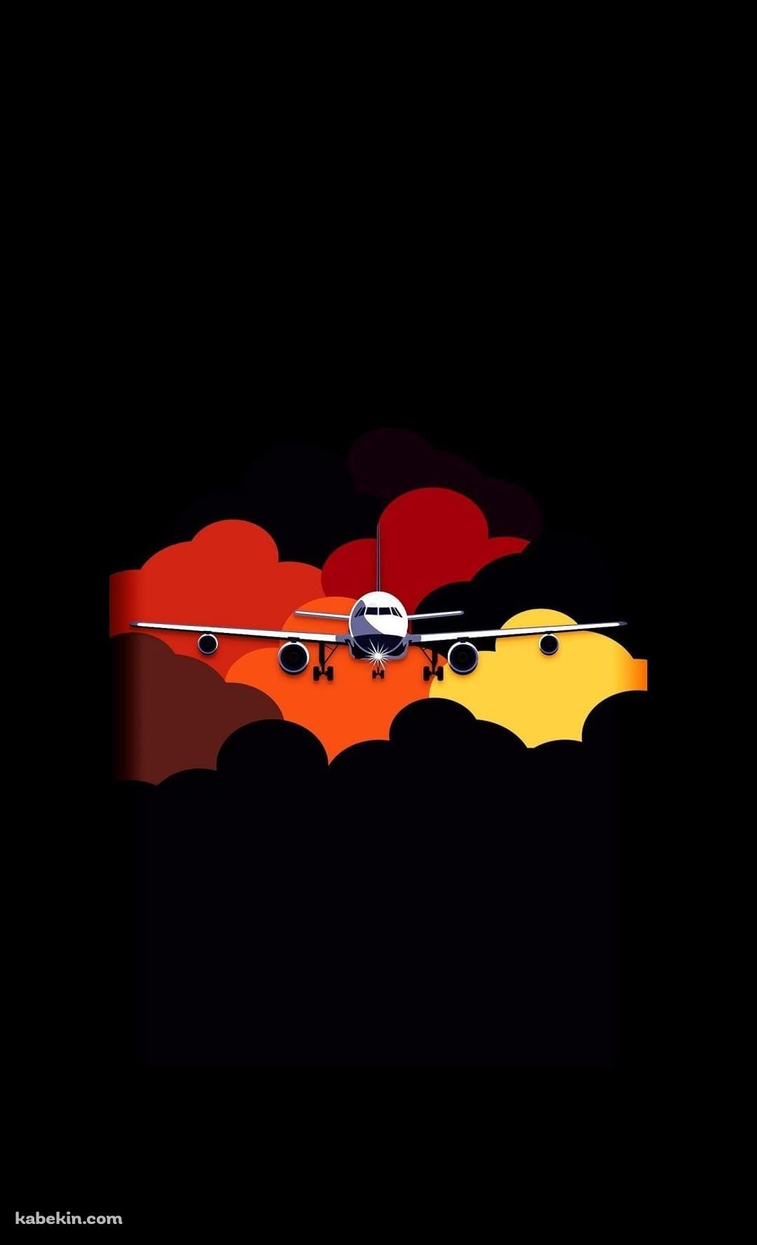 飛行機と赤い雲のAndroidの壁紙(1080px x 1776px) スマホ用