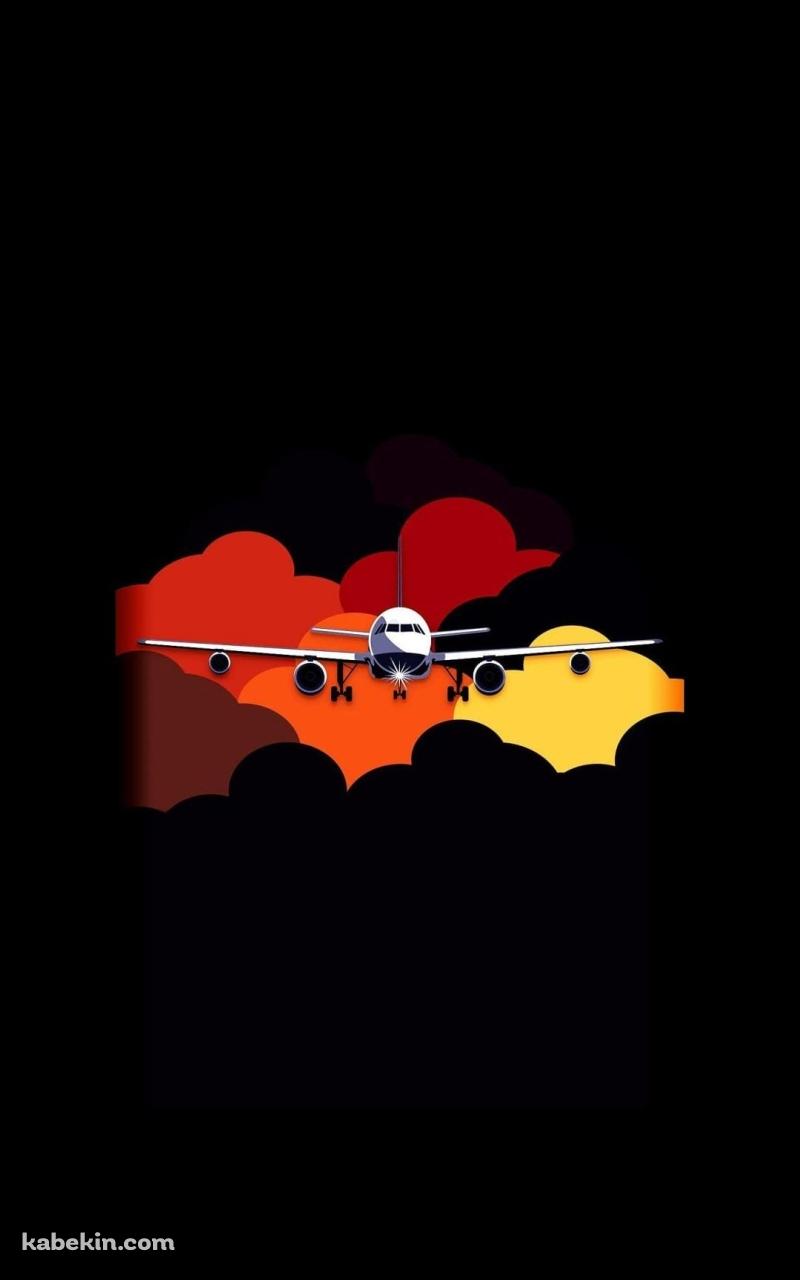 飛行機と赤い雲のAndroidの壁紙(800px x 1280px) スマホ用