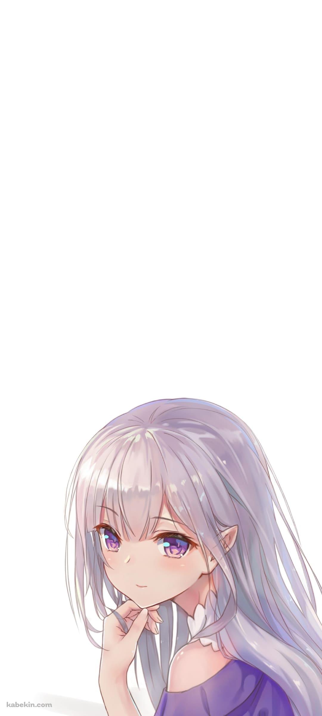 Re:ゼロ 澄ました表情のエミリアのAndroidの壁紙(1080px x 2400px) スマホ用