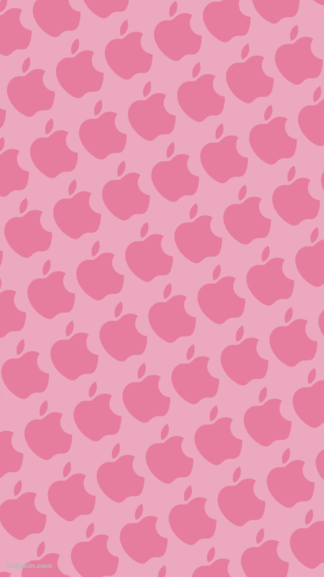 ピンクのアップルのロゴ パターンのAndroidの壁紙(1080px x 1920px) スマホ用