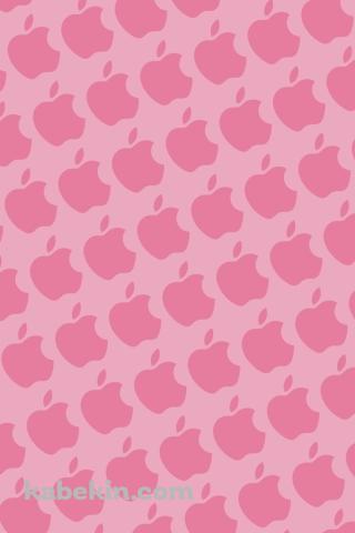 ピンクのアップルのロゴ パターンのAndroidの壁紙(320px x 480px) スマホ用