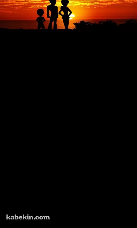 ドラゴンボール 夕陽 ブルマ ベジータ トランクスのAndroidの壁紙(480px x 800px) スマホ用