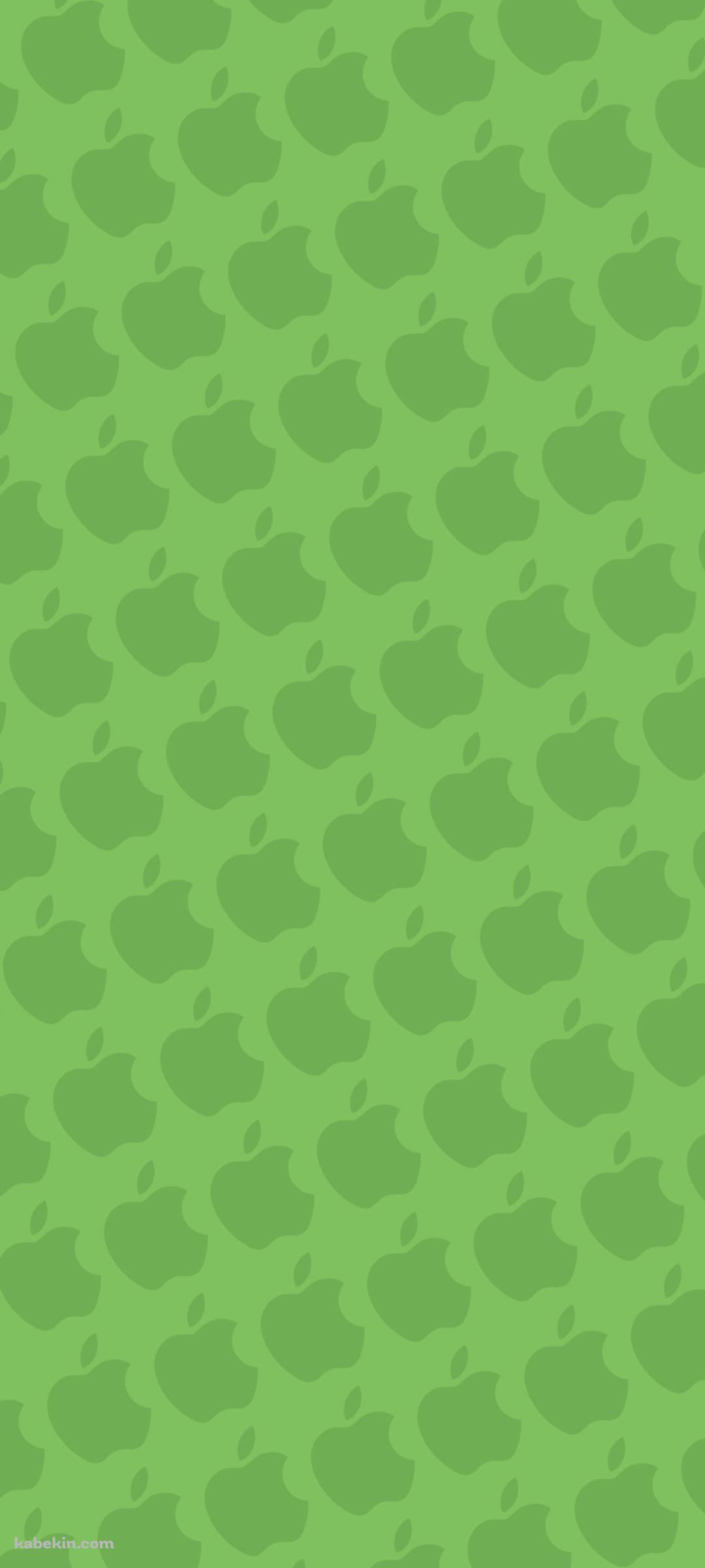 パステルカラー 緑 アップルのロゴ パターンのAndroidの壁紙(1080px x 2400px) スマホ用