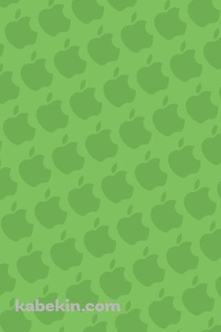 パステルカラー 緑 アップルのロゴ パターンのAndroidの壁紙(320px x 480px) スマホ用
