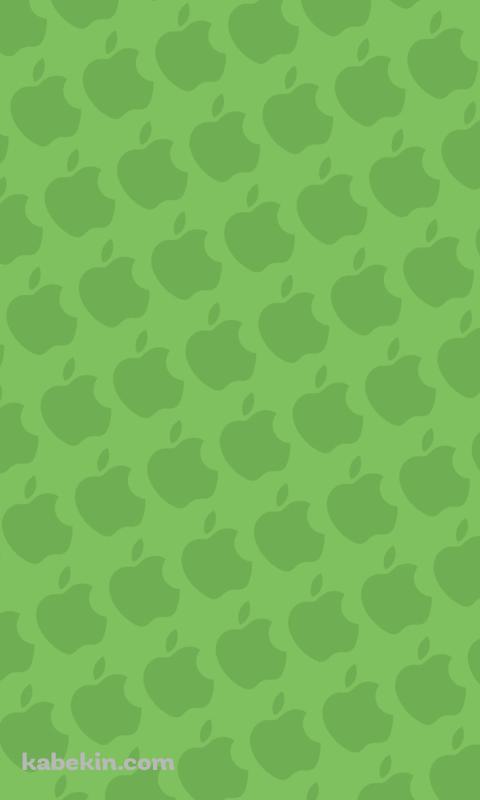 パステルカラー 緑 アップルのロゴ パターンのAndroidの壁紙(480px x 800px) スマホ用