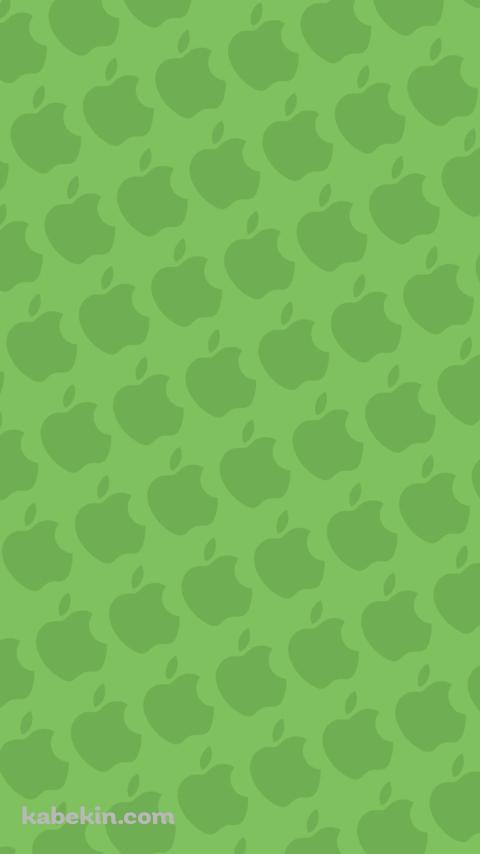 パステルカラー 緑 アップルのロゴ パターンのAndroidの壁紙(480px x 854px) スマホ用