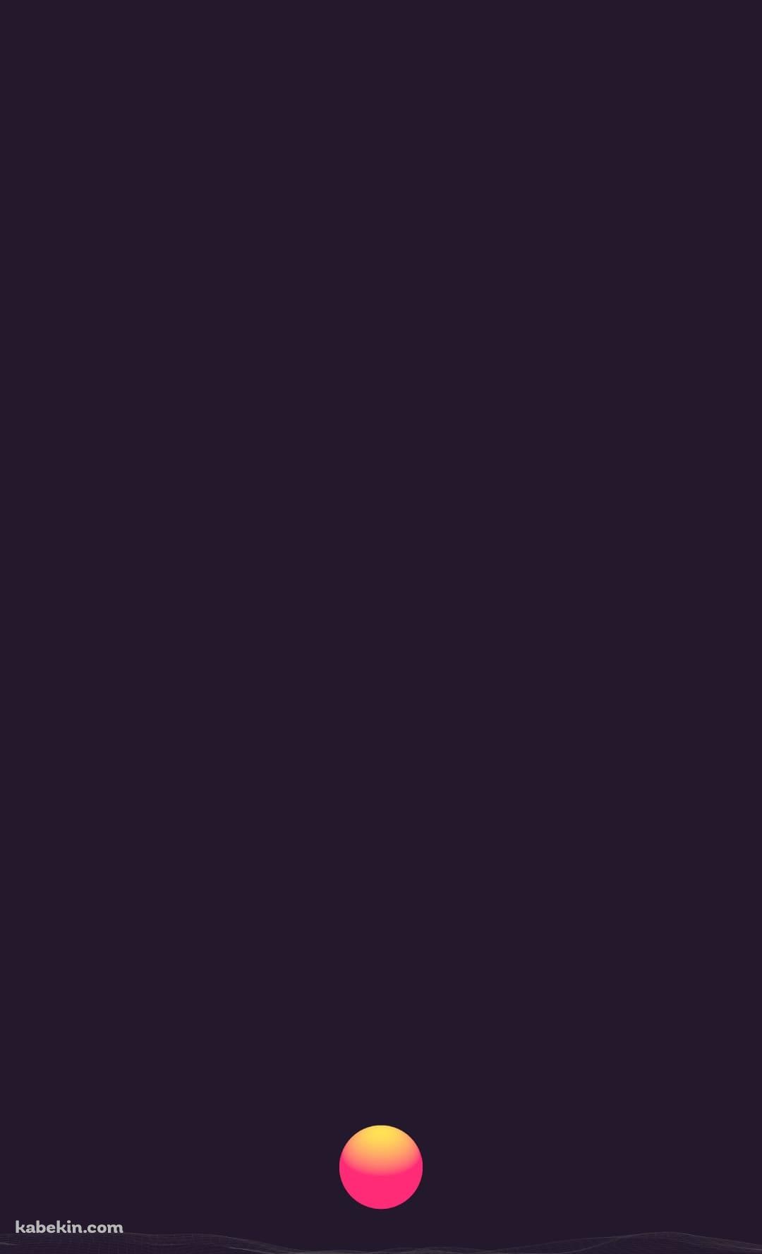 オレンジの月 波 夜 デジタルアートのAndroidの壁紙(1080px x 1776px) スマホ用