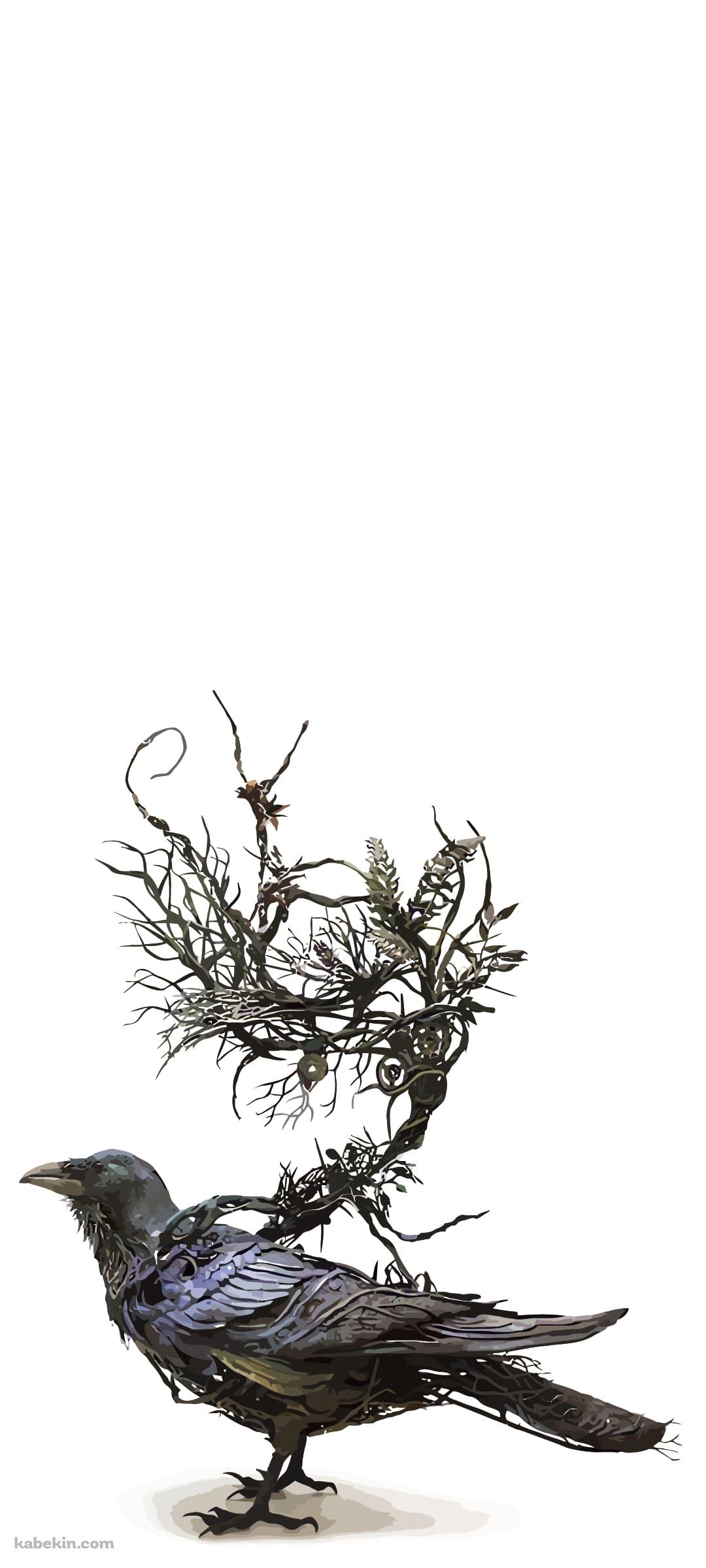 木が生えたカラスのAndroidの壁紙(1080px x 2400px) スマホ用