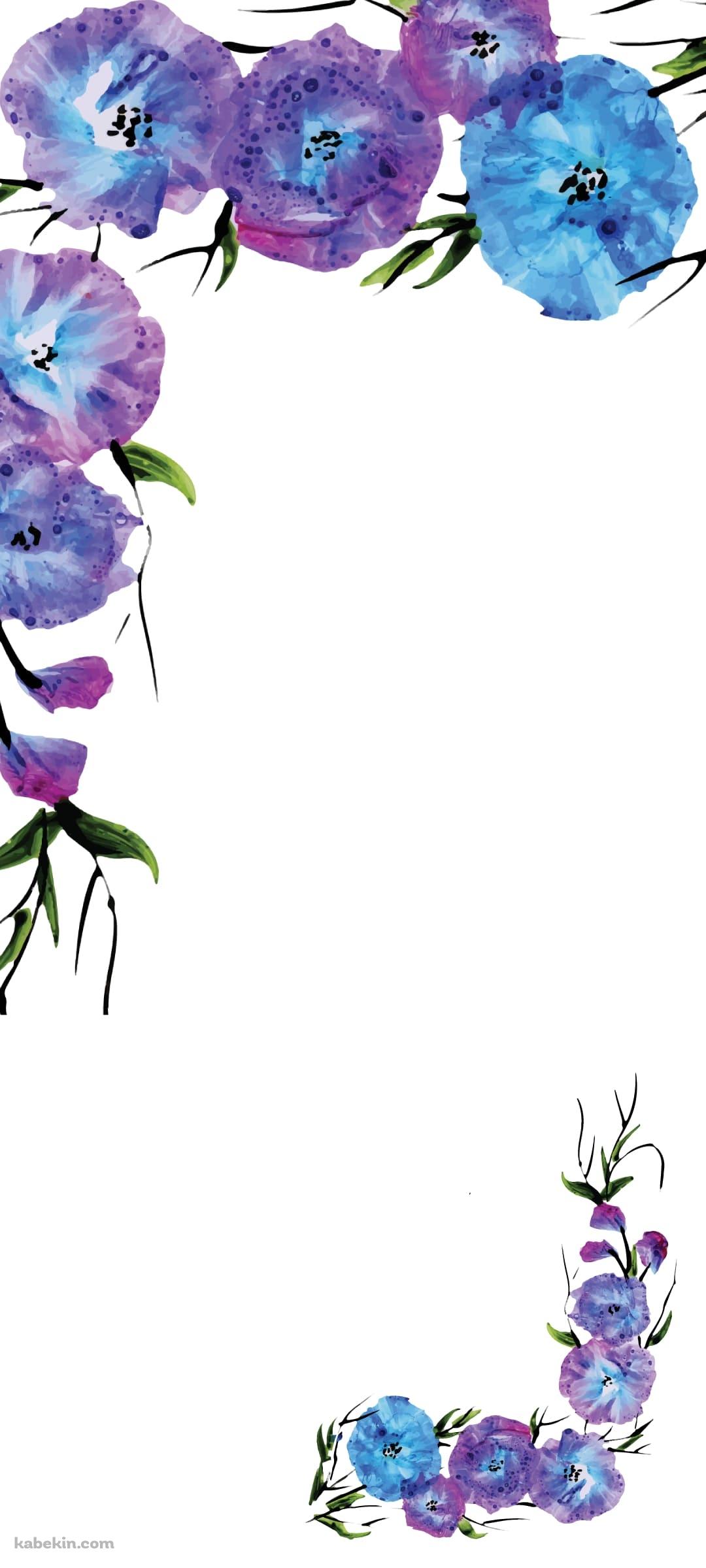 朝顔のフレームのAndroidの壁紙(1080px x 2400px) スマホ用