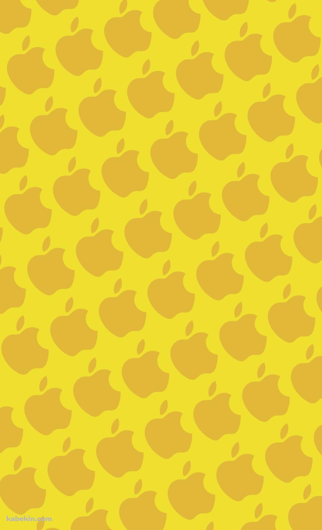 2色 イエロー アップルのロゴ パターンのAndroidの壁紙(1080px x 1776px) スマホ用