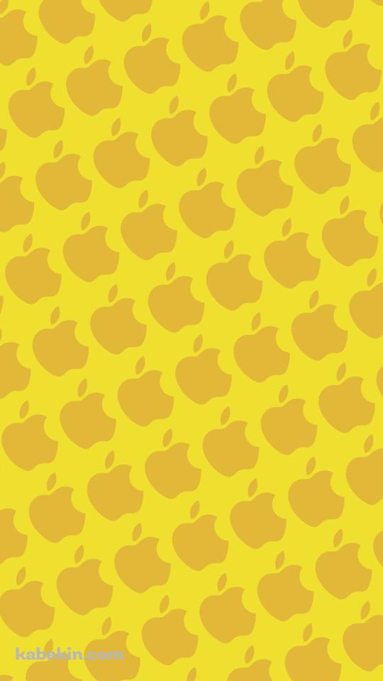 2色 イエロー アップルのロゴ パターンのAndroidの壁紙(540px x 960px) スマホ用