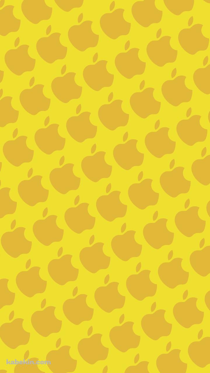 2色 イエロー アップルのロゴ パターンのAndroidの壁紙(720px x 1280px) スマホ用