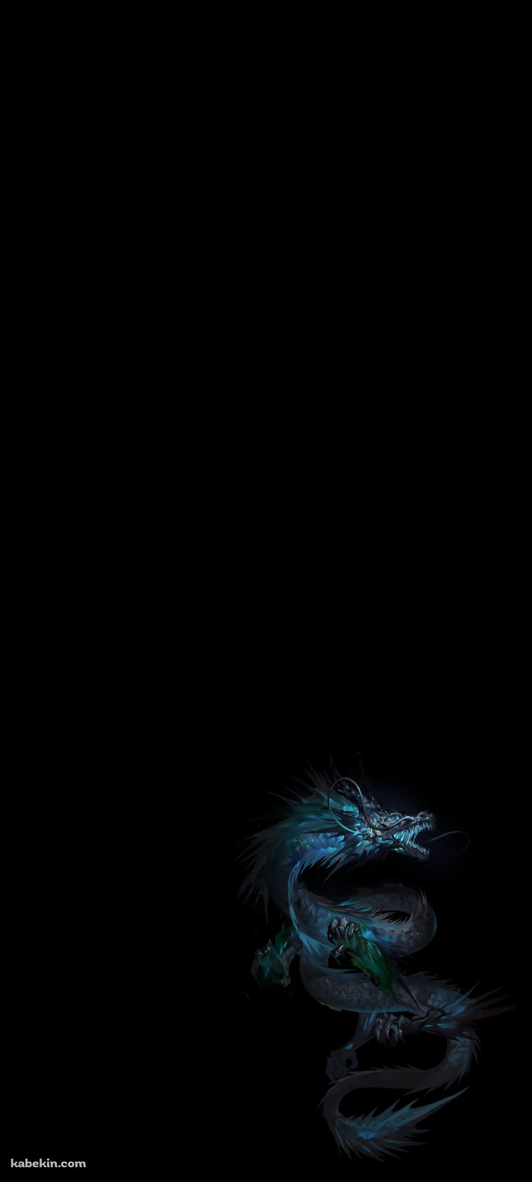暗闇で光る青いドラゴンのAndroidの壁紙(1080px x 2400px) スマホ用