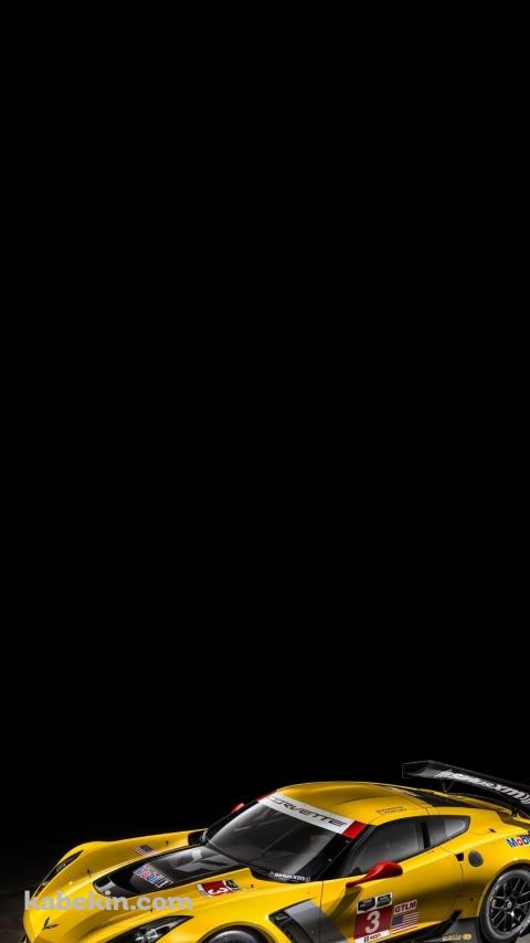 かっこいい黄色のシボレー・コルベット Z06のAndroidの壁紙(480px x 854px) スマホ用