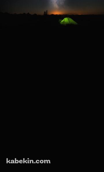 銀河 緑のテント キャンプのAndroidの壁紙(360px x 592px) スマホ用