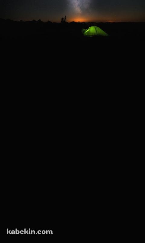 銀河 緑のテント キャンプのAndroidの壁紙(480px x 800px) スマホ用