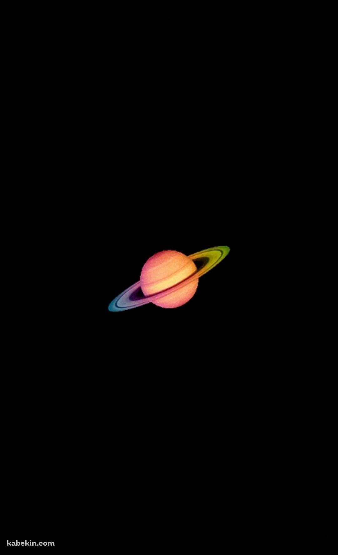 オレンジの惑星 土星 ミニマルのAndroidの壁紙(1080px x 1776px) スマホ用