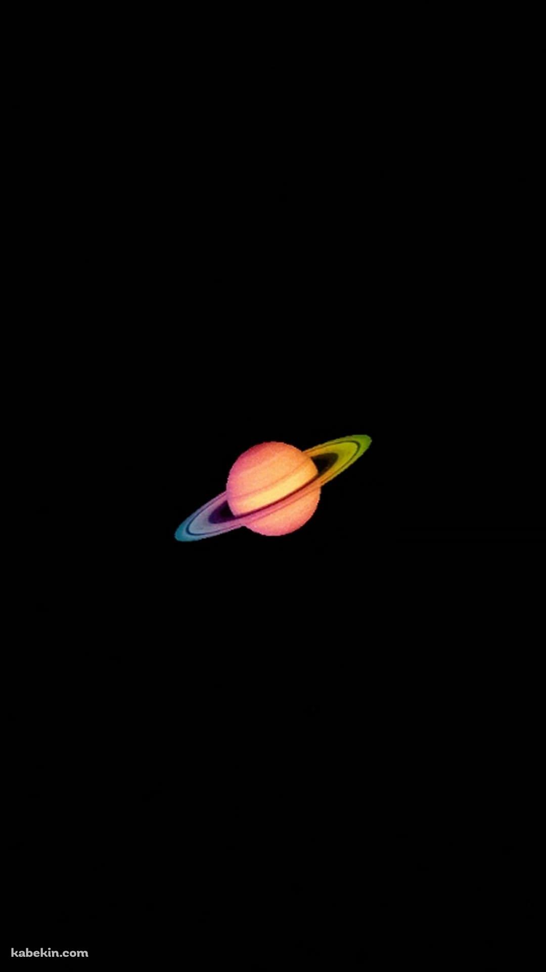 オレンジの惑星 土星 ミニマルのAndroidの壁紙(1080px x 1920px) スマホ用