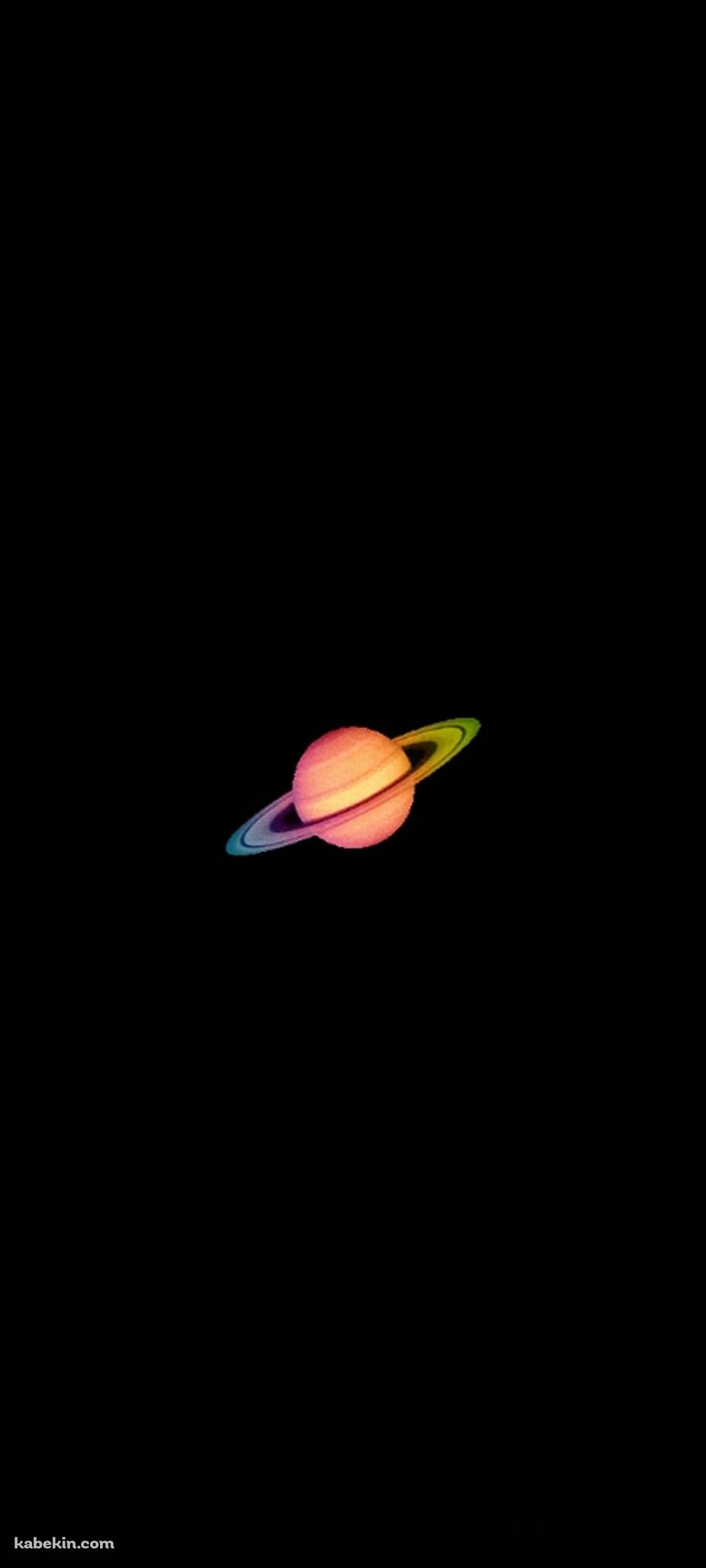 オレンジの惑星 土星 ミニマルのAndroidの壁紙(1080px x 2400px) スマホ用