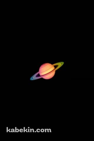 オレンジの惑星 土星 ミニマルのAndroidの壁紙(320px x 480px) スマホ用