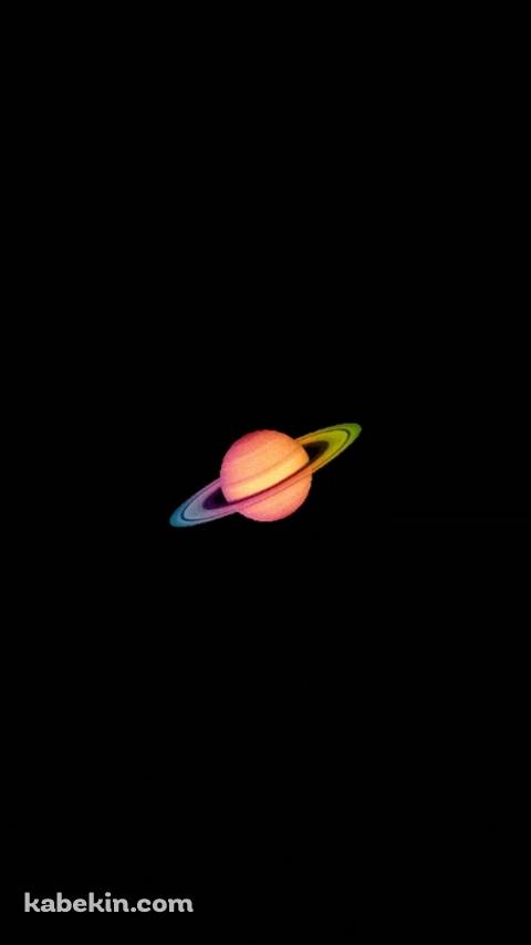 オレンジの惑星 土星 ミニマルのAndroidの壁紙(480px x 854px) スマホ用