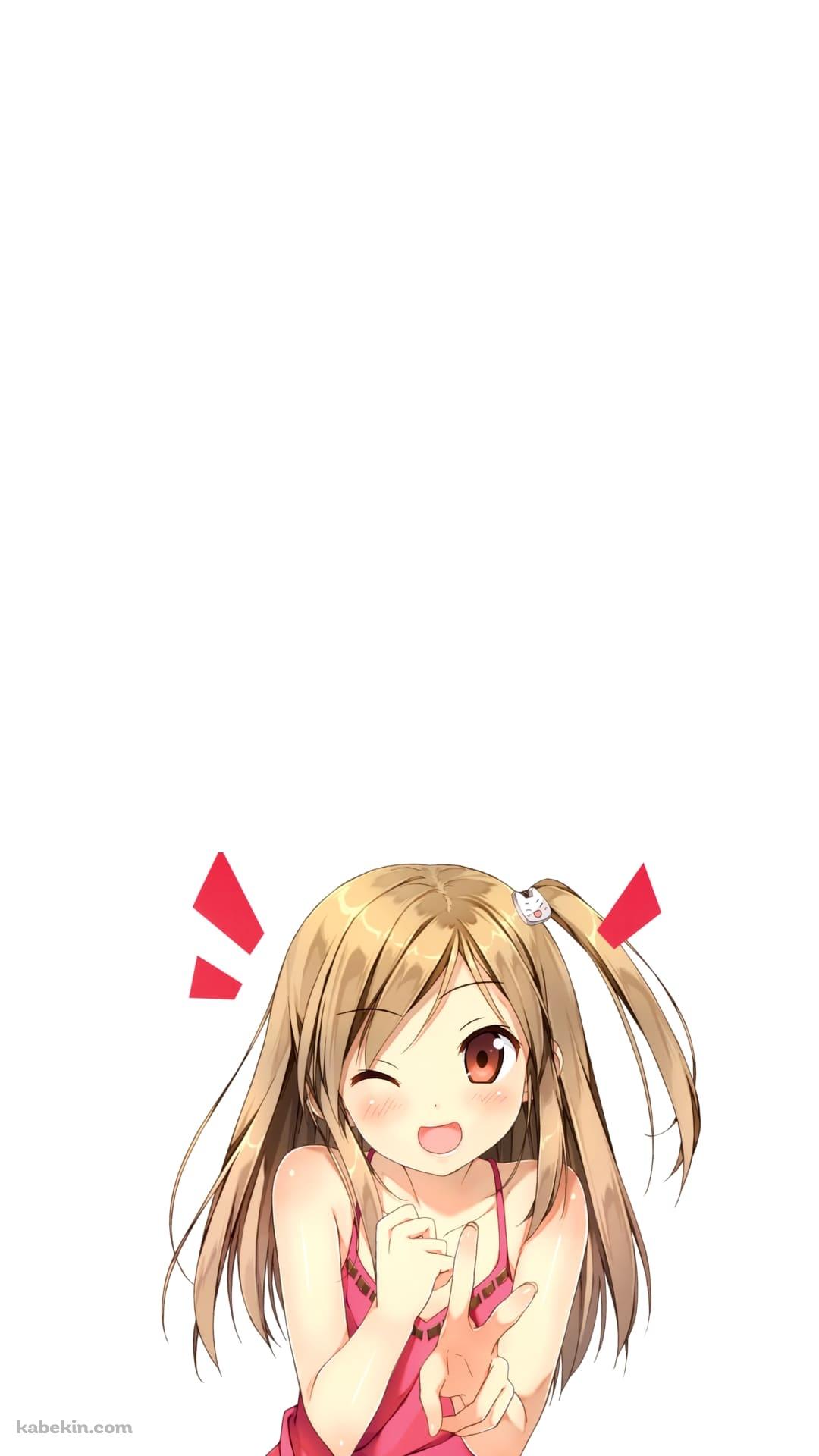 ピースする茶髪の可愛い女の子のandroid用のスマホ壁紙 1080 X 19 壁紙キングダム