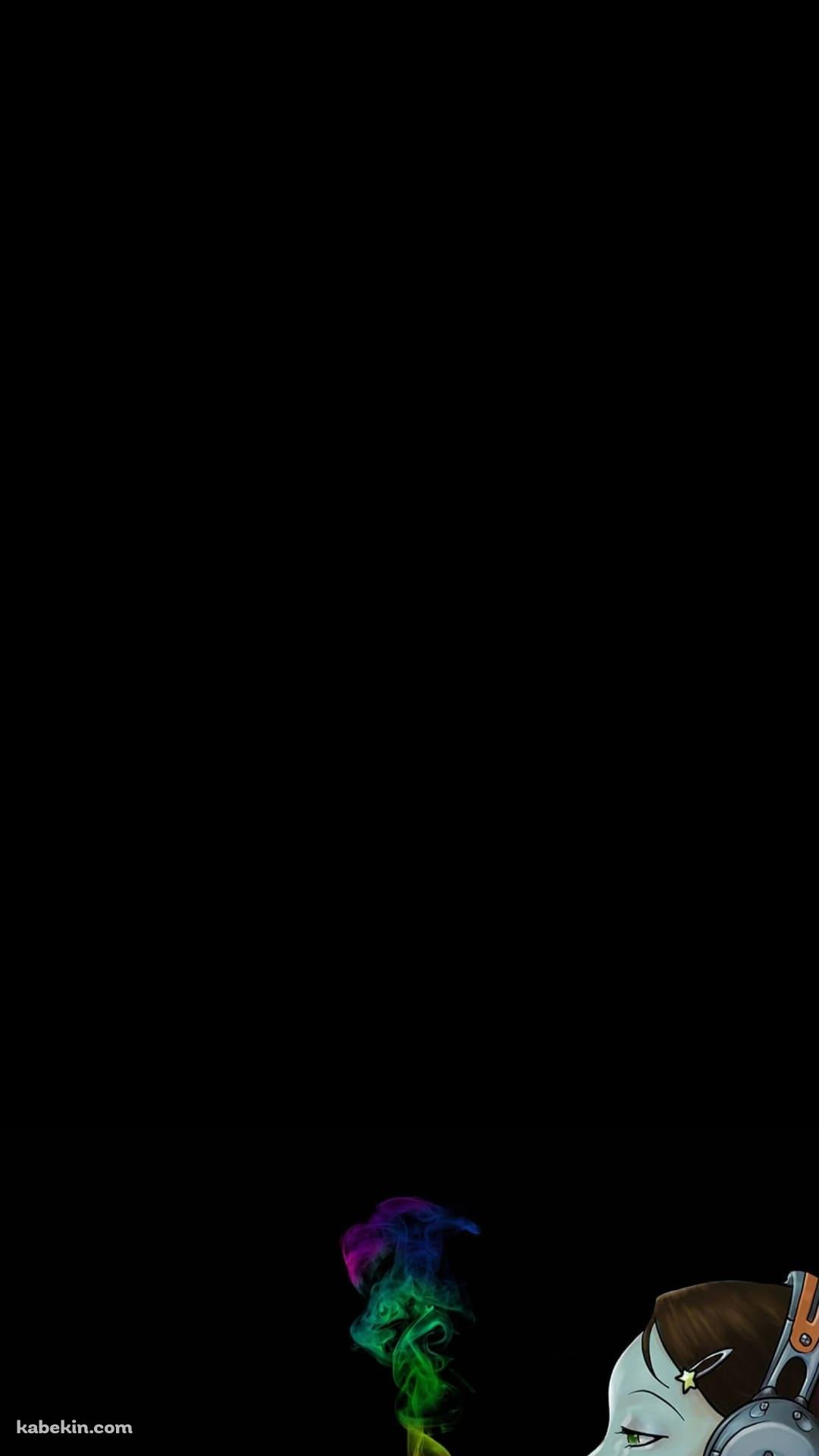 カラフルな煙 タバコを吸う女性 ヘッドフォンのAndroidの壁紙(1080px x 1920px) スマホ用