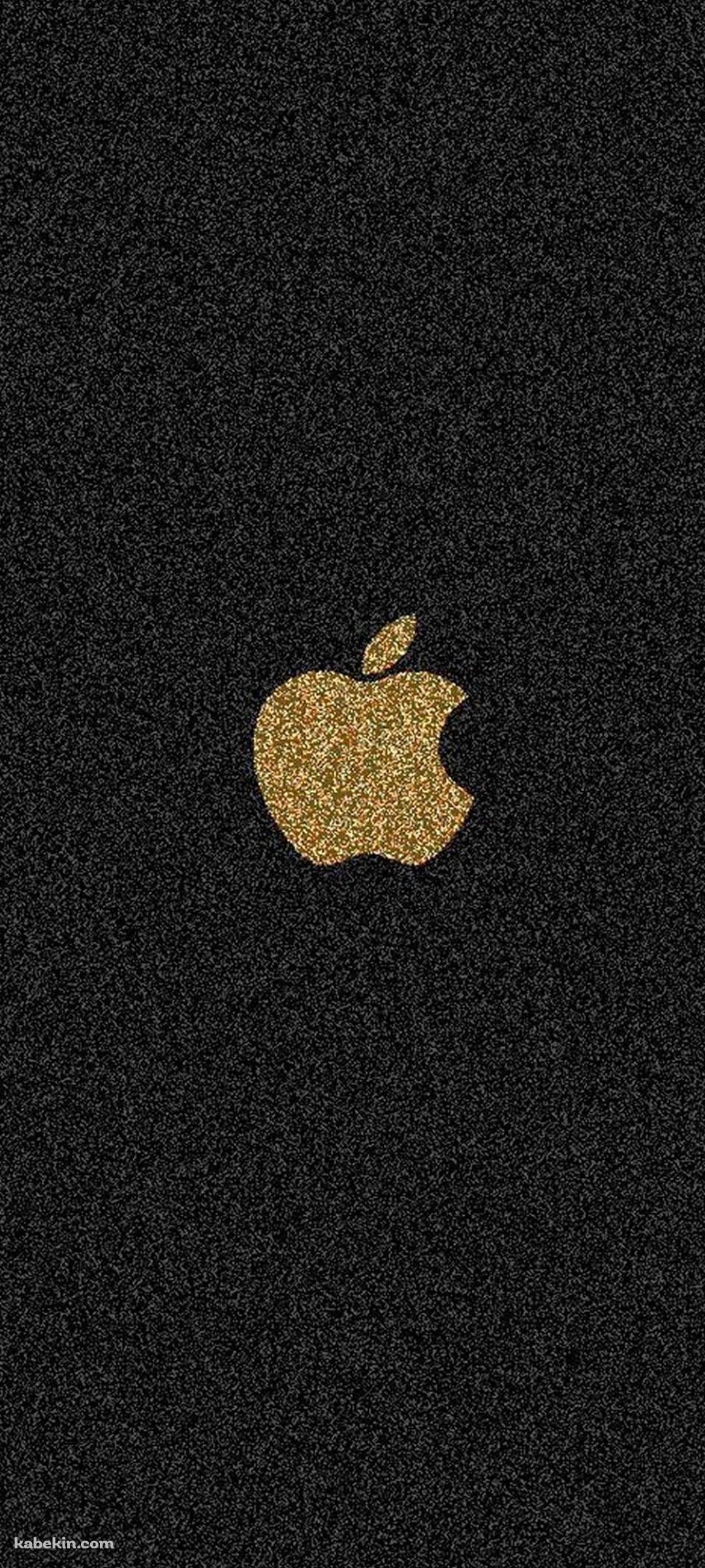 金色 Apple ロゴ iPhone 黒の背景のAndroidの壁紙(1080px x 2400px) スマホ用