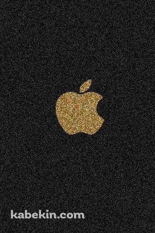 金色 Apple ロゴ iPhone 黒の背景のAndroidの壁紙(320px x 480px) スマホ用