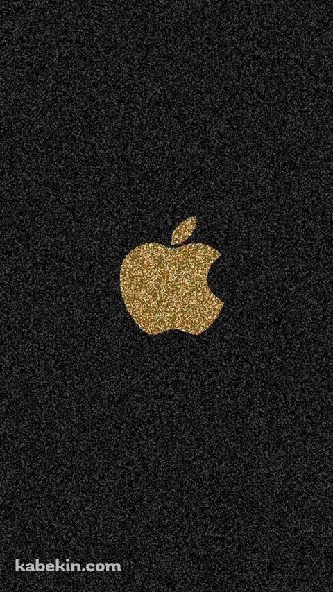 金色 Apple ロゴ iPhone 黒の背景のAndroidの壁紙(480px x 854px) スマホ用