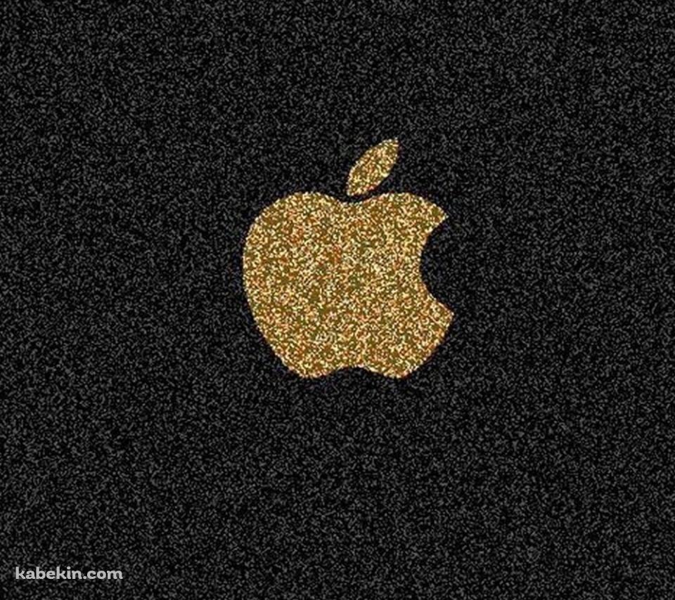 金色 Apple ロゴ iPhone 黒の背景のAndroidの壁紙(960px x 854px) スマホ用