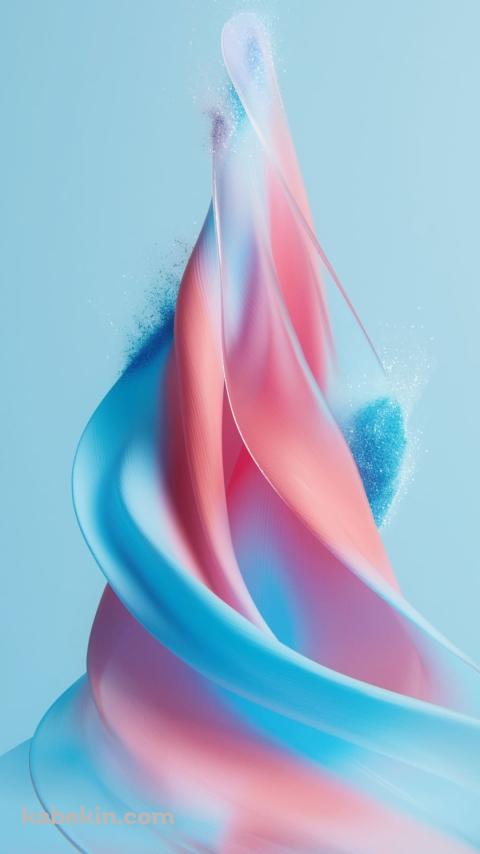 水色とピンクのうねり CGのAndroidの壁紙(480px x 854px) スマホ用