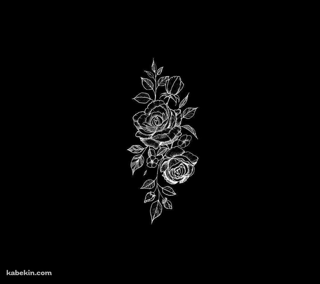 手書きの薔薇 黒い背景のAndroidの壁紙(1080px x 960px) スマホ用