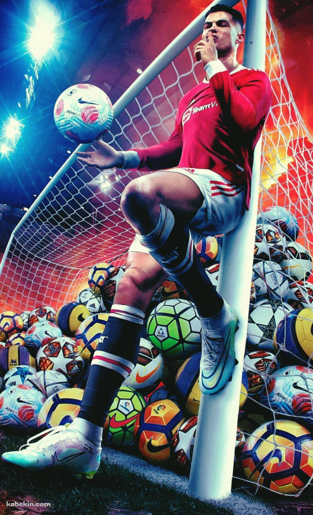 クリスチャーノ・ロナウド CR7 沢山のサッカーボールのAndroidの壁紙(1080px x 1776px) スマホ用