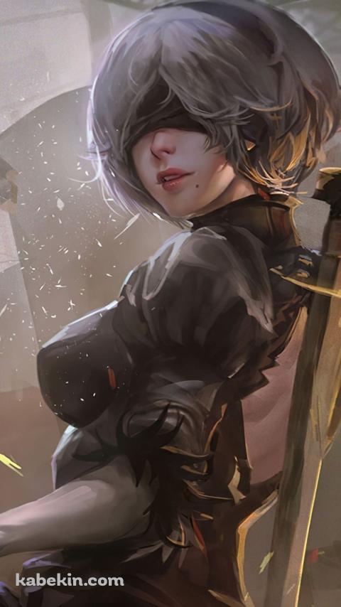 NieR Automata 振り返る2BのAndroidの壁紙(480px x 854px) スマホ用