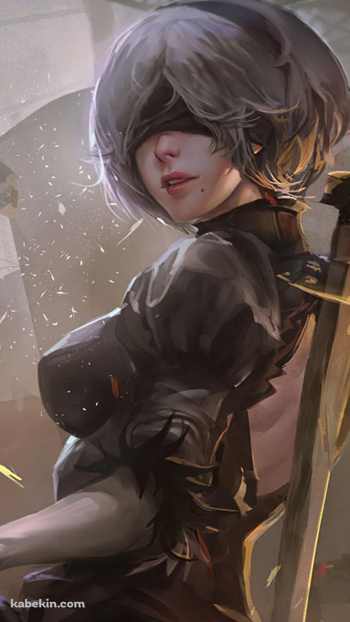 NieR Automata 振り返る2BのAndroidの壁紙(720px x 1280px) スマホ用