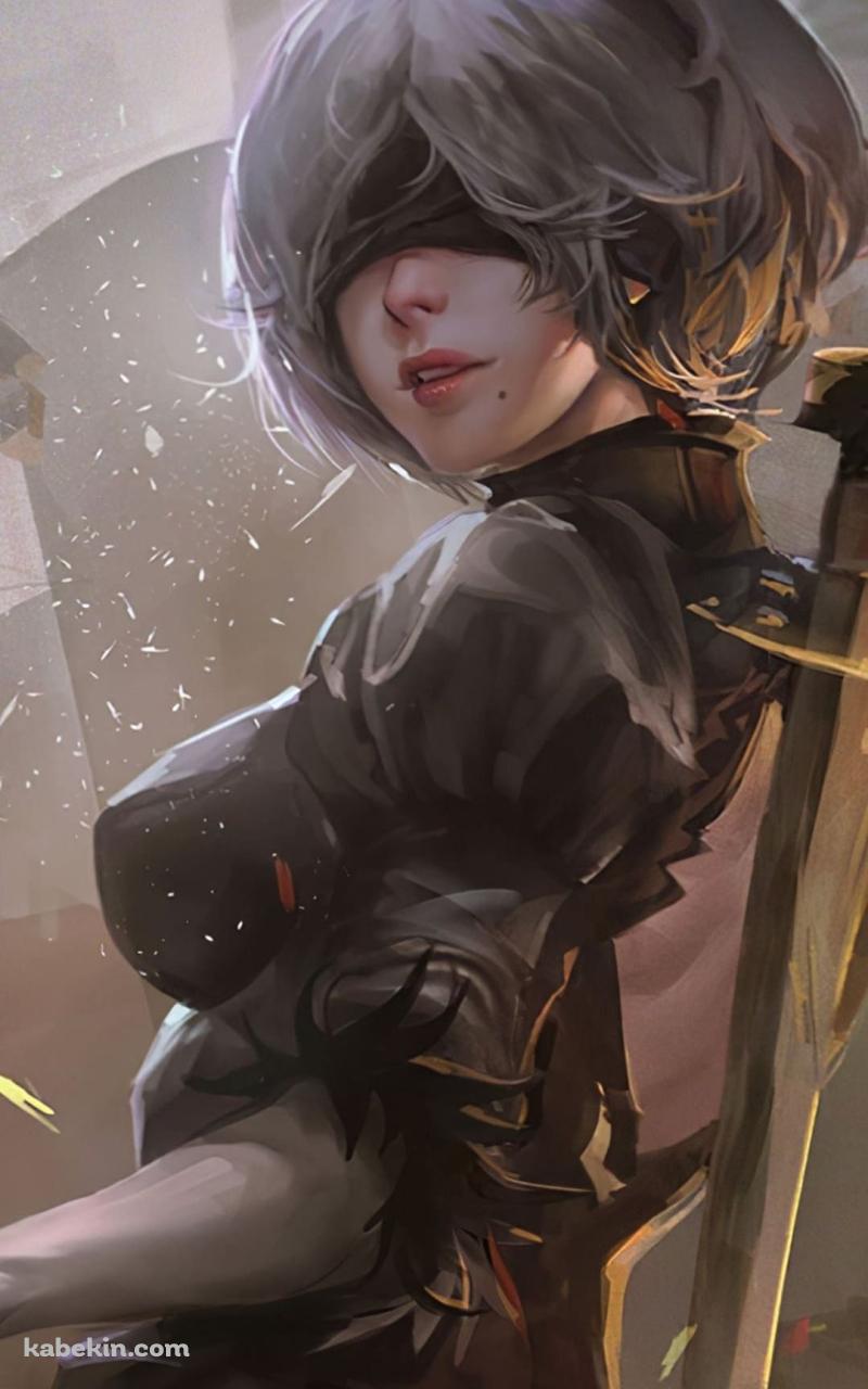 NieR Automata 振り返る2BのAndroidの壁紙(800px x 1280px) スマホ用