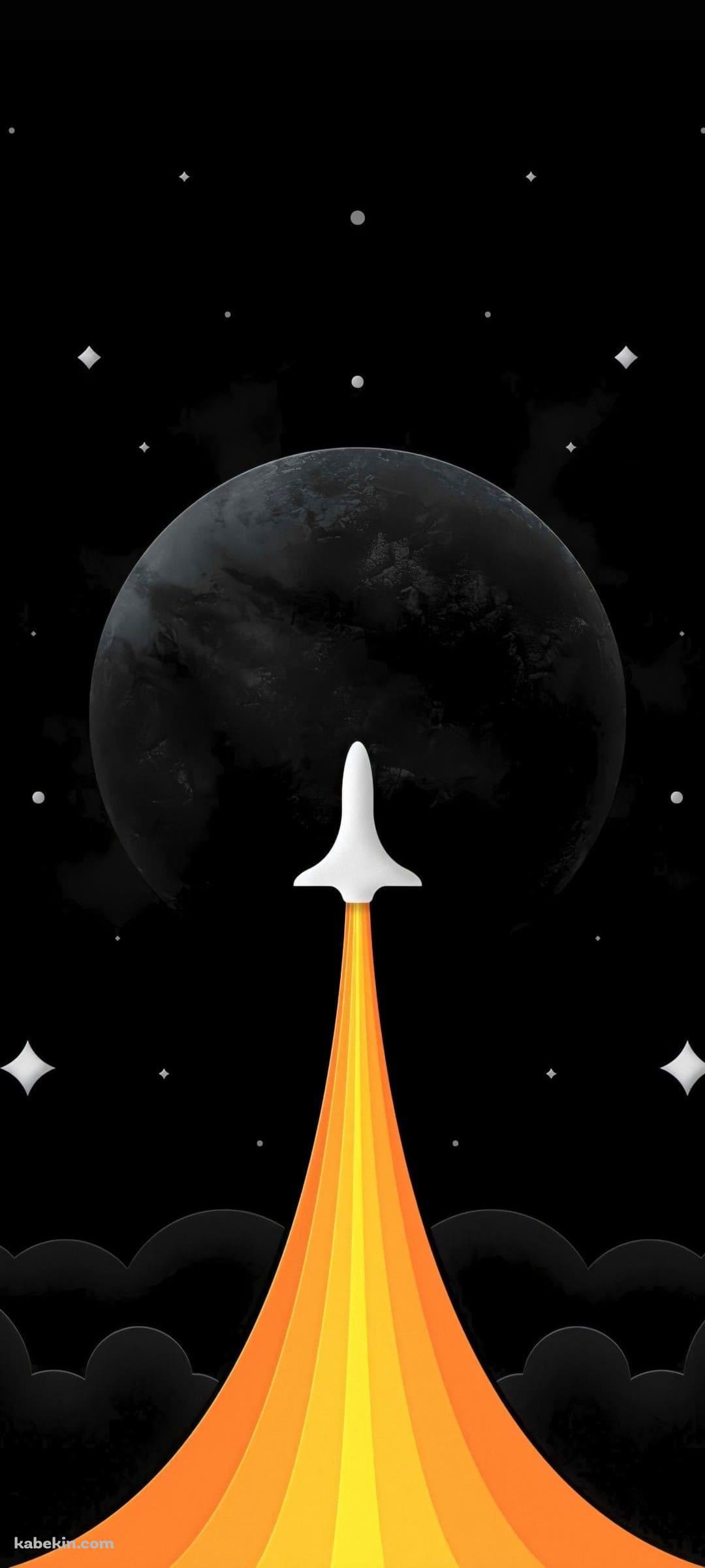 ロケットと黒い宇宙のAndroidの壁紙(1080px x 2400px) スマホ用