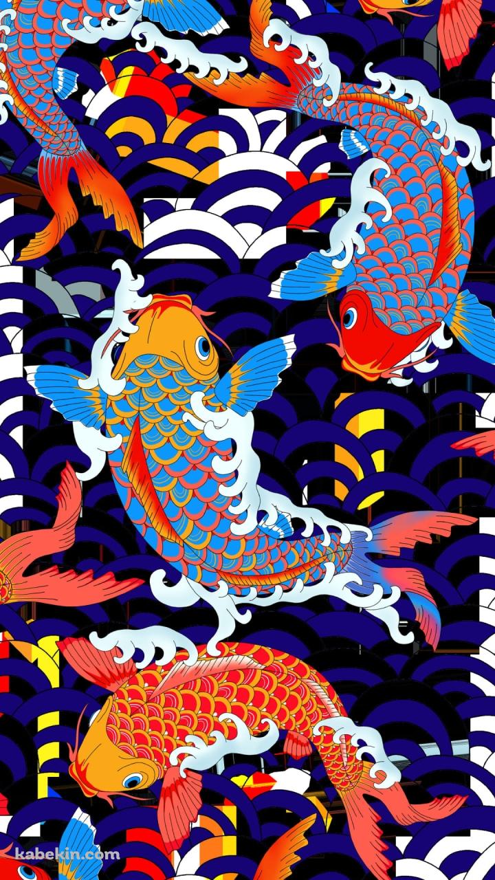 カラフルな錦鯉 / イラストのAndroidの壁紙(720px x 1280px) スマホ用