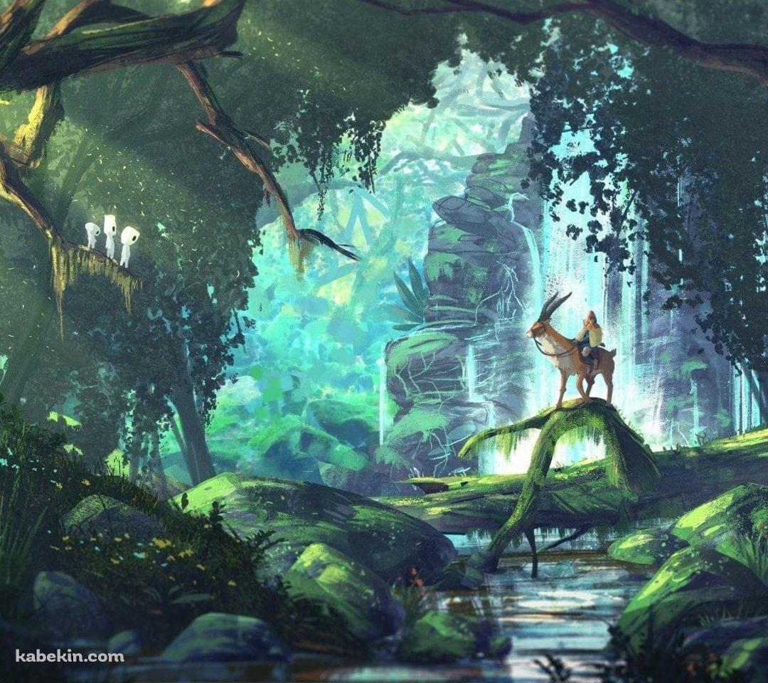Princess Mononoke / Yakul / Ashitaka / Beautiful / GhibliのAndroidの壁紙(1080px x 960px) スマホ用