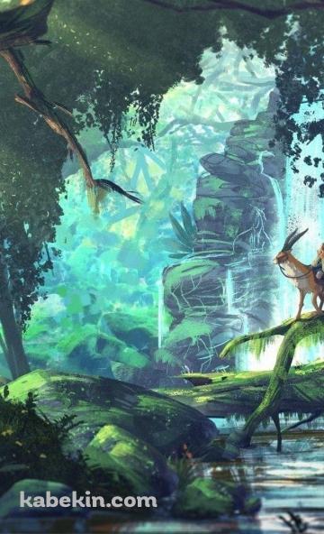 Princess Mononoke / Yakul / Ashitaka / Beautiful / GhibliのAndroidの壁紙(360px x 592px) スマホ用