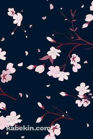 桜の花 / 青地 / イラストのAndroidの壁紙(320px x 480px) スマホ用