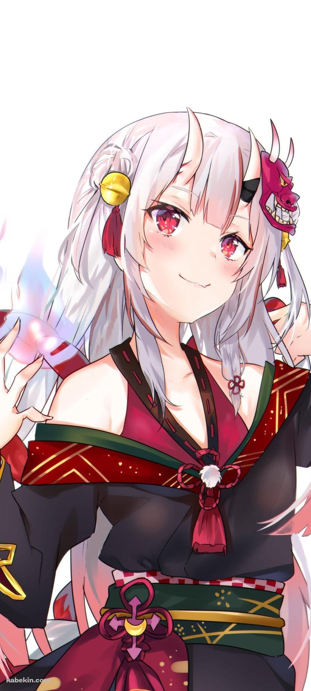 かわいい百鬼あやめ(なきり あやめ) / バーチャルYouTuber / ホロライブのAndroidの壁紙(1080px x 2400px) スマホ用