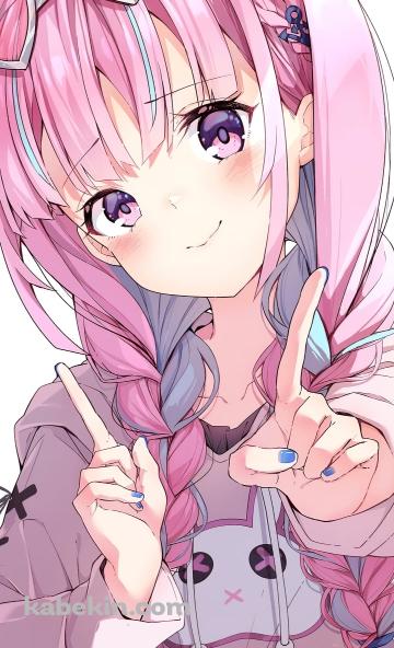 かわいい湊あくあ / ホロライブ / Vtuber / ファンアートのAndroidの壁紙(360px x 592px) スマホ用
