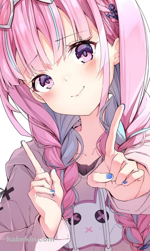かわいい湊あくあ / ホロライブ / Vtuber / ファンアートのAndroidの壁紙(480px x 800px) スマホ用
