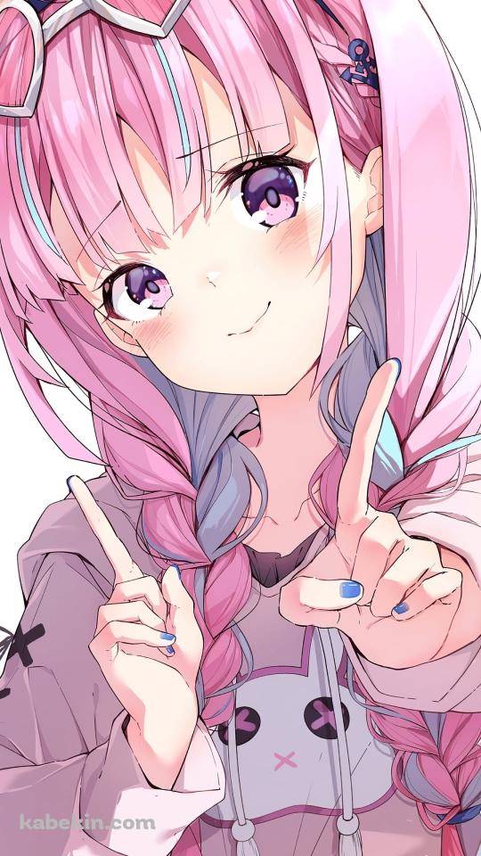 かわいい湊あくあ / ホロライブ / Vtuber / ファンアートのAndroidの壁紙(540px x 960px) スマホ用