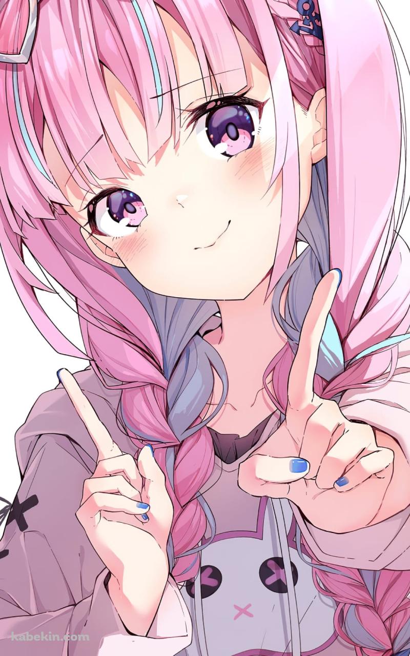 かわいい湊あくあ / ホロライブ / Vtuber / ファンアートのAndroidの壁紙(800px x 1280px) スマホ用