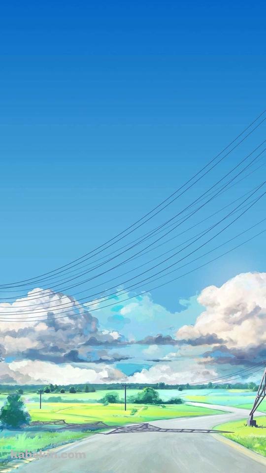 晴れた日 / 夏空 / 電線 / 田舎 / 白い雲のAndroidの壁紙(540px x 960px) スマホ用